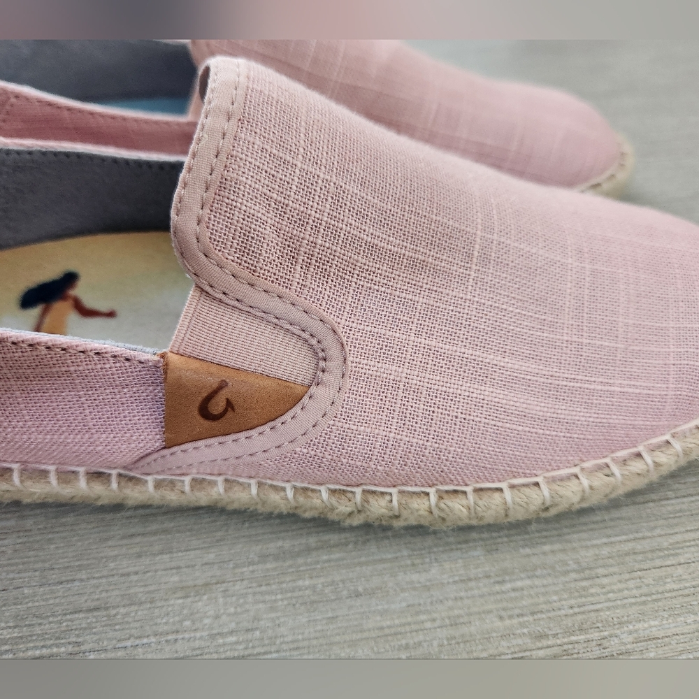 Olukai Women's Kaula Pa'a Kapa Convertible Espadrille~PINK CANVAS ~SIZE 6.5 *NEW - Picture 4 of 10